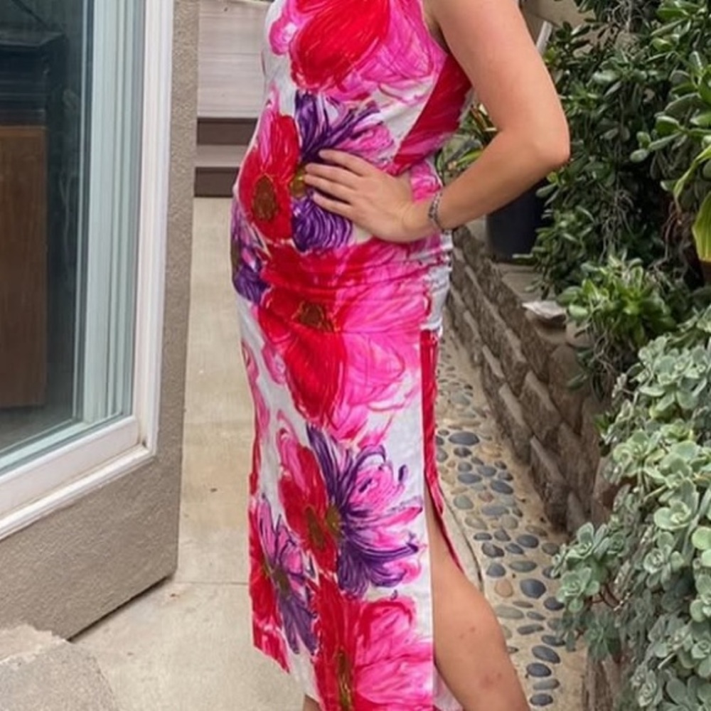 60s Floral Sleeveless Maxi Dress